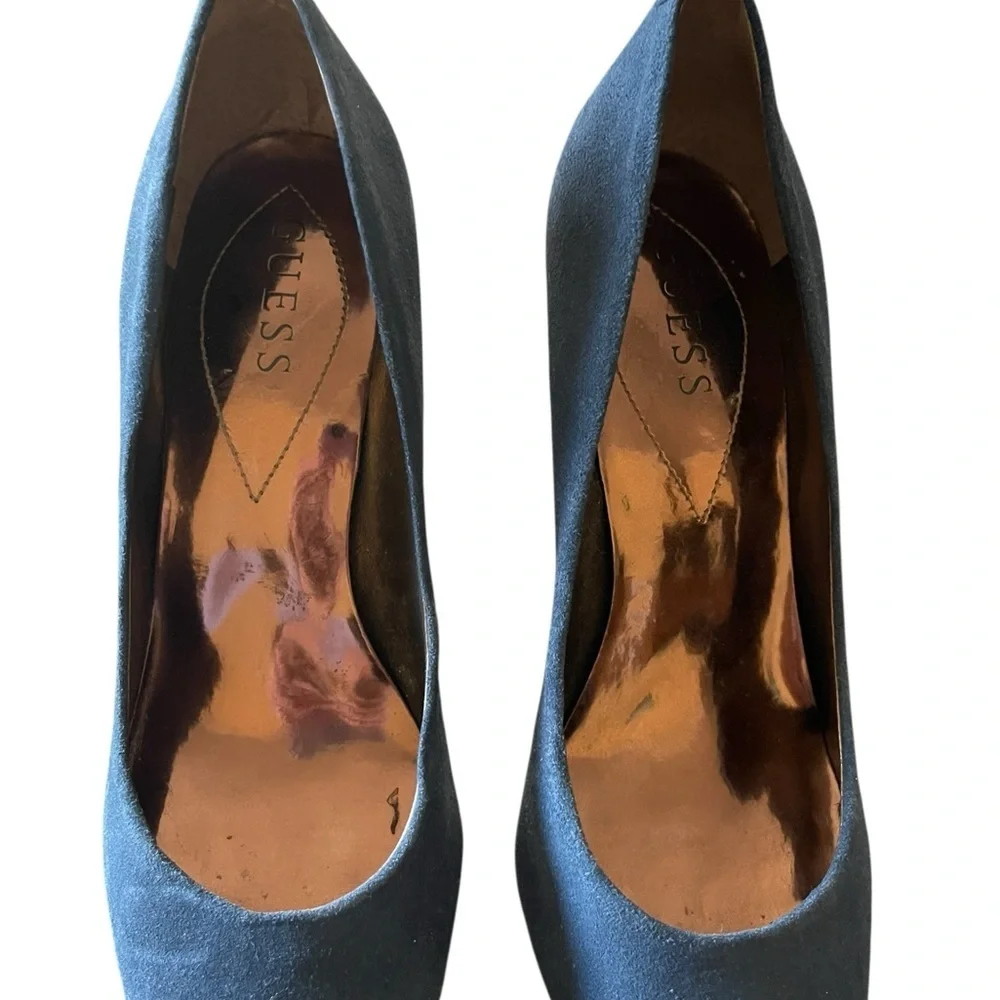 Guess Women’s Blue Leather Suede Point Toe Stiletto Pump Heels Shoes Size 9.5M